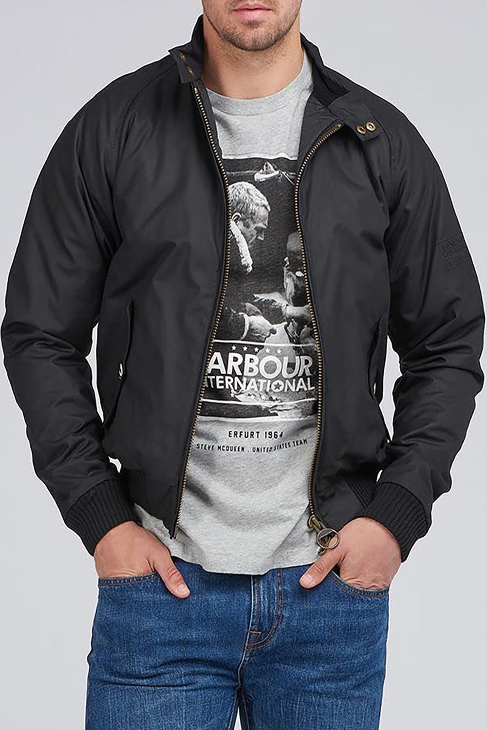  Barbour Bomber Merchant Wax Black Uomo - 1