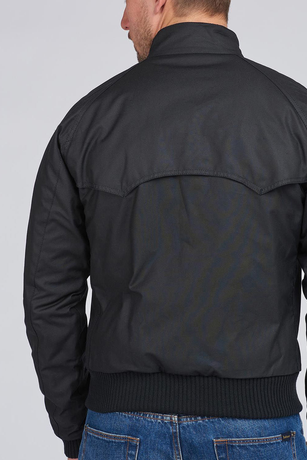  Barbour Bomber Merchant Wax Black Uomo - 5