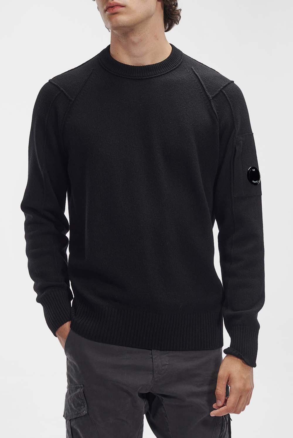  Cp Company Lambswool Jumper Black Uomo - 1