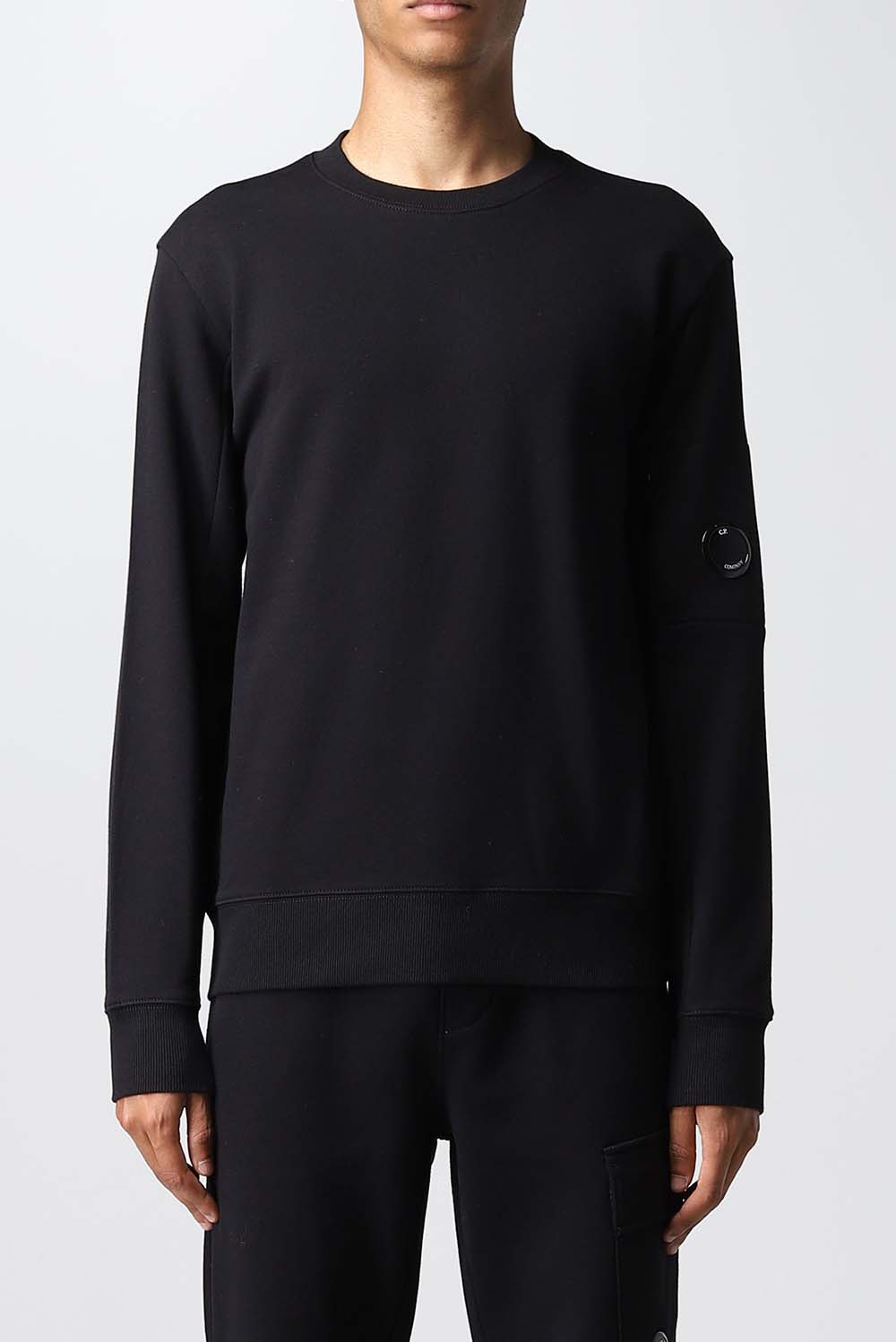  Cp Company Raised Fleece Sweatshirt Black Uomo - 1