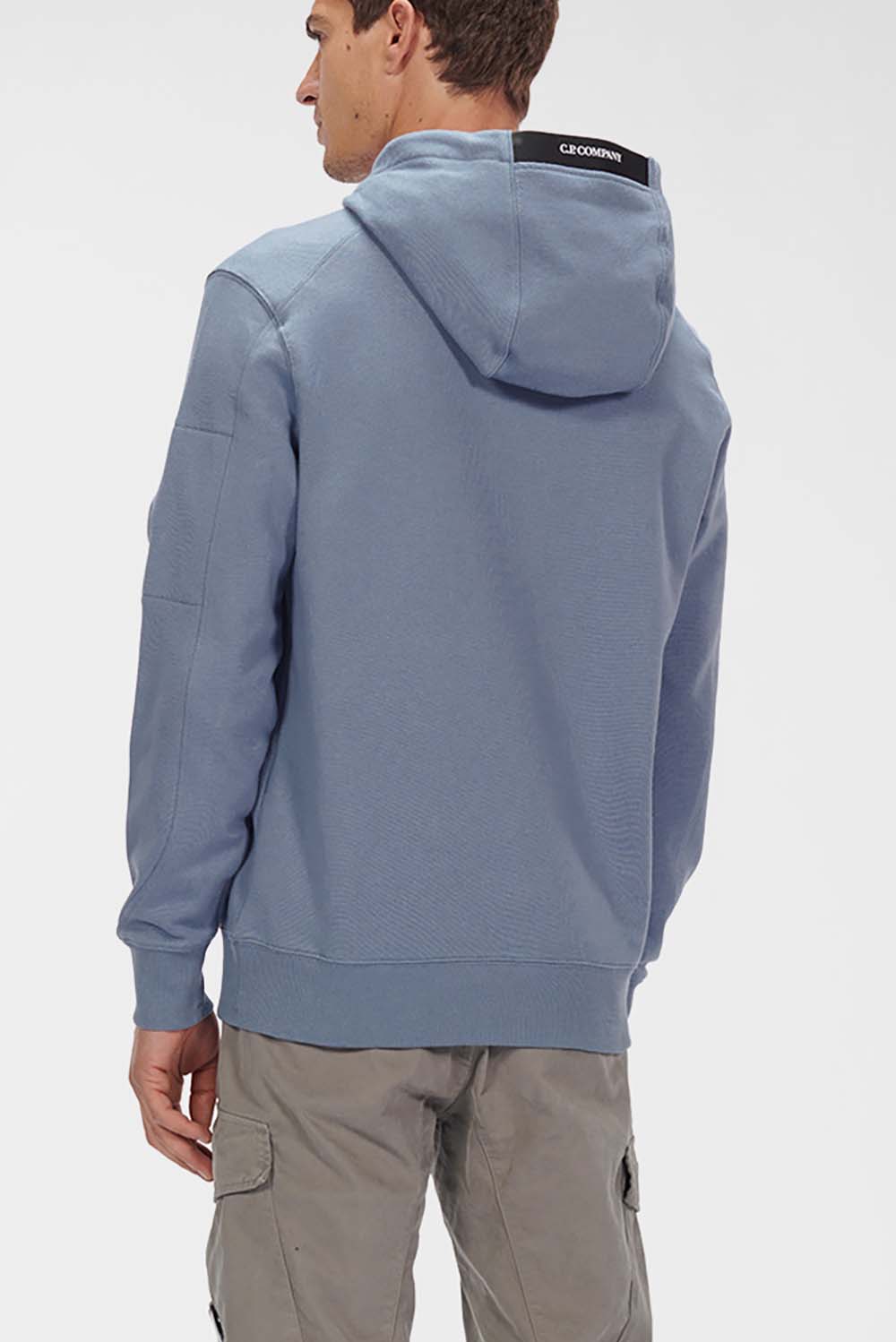  Cp Company Raised Fleece Hoodie Dusty Uomo - 2