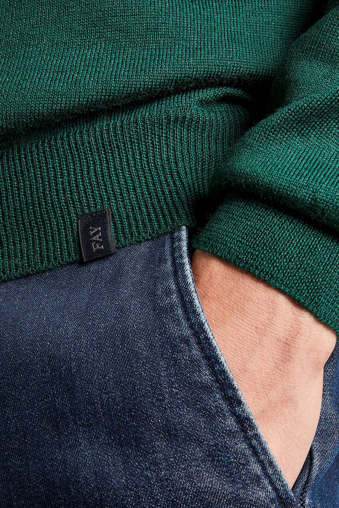  Fay Crewneck Pullover Green Uomo - 4