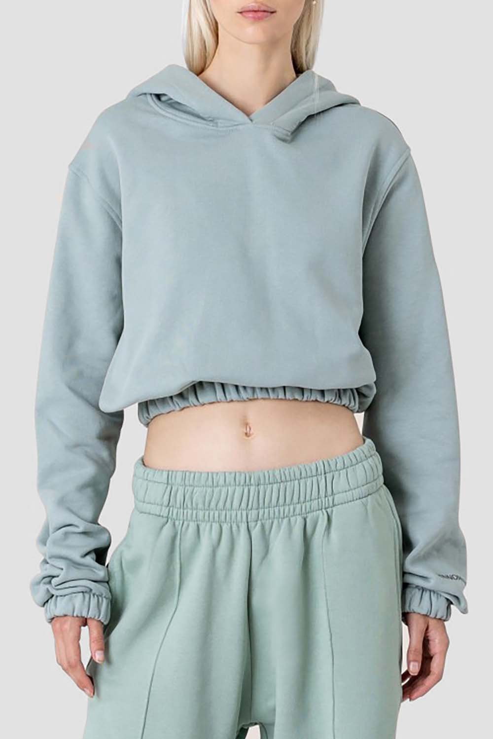  Hinnominate Short Crew Neck Sweatshirt Verde Salvia Woman - 1