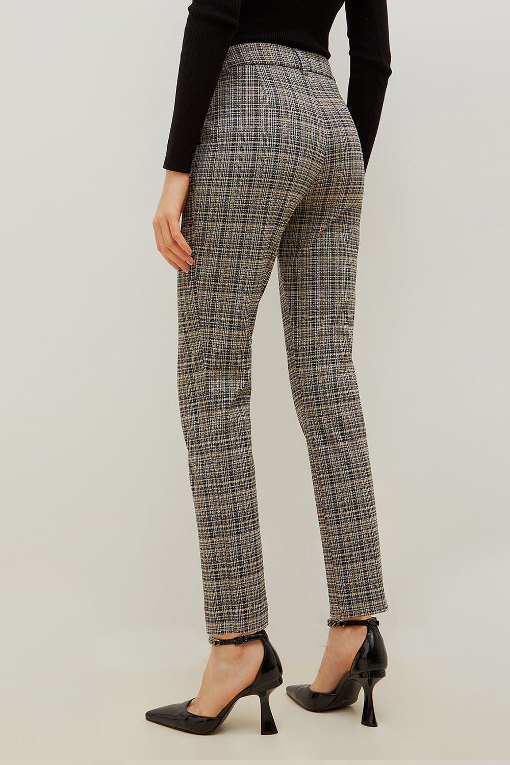  Liu Jo Check Jacquard Chino Trousers Y9631 Woman - 2