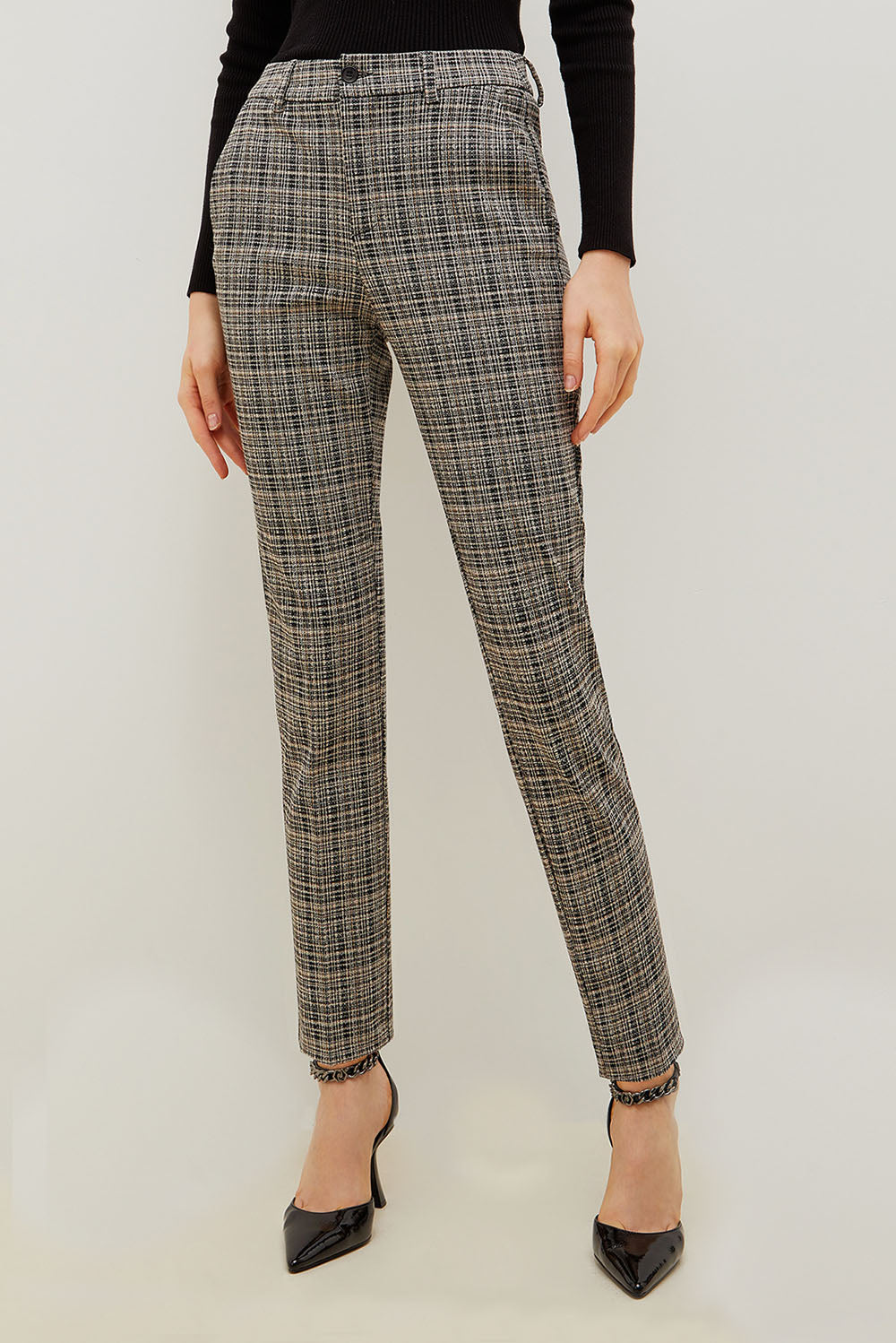  Liu Jo Check Jacquard Chino Trousers Y9631 Woman - 1