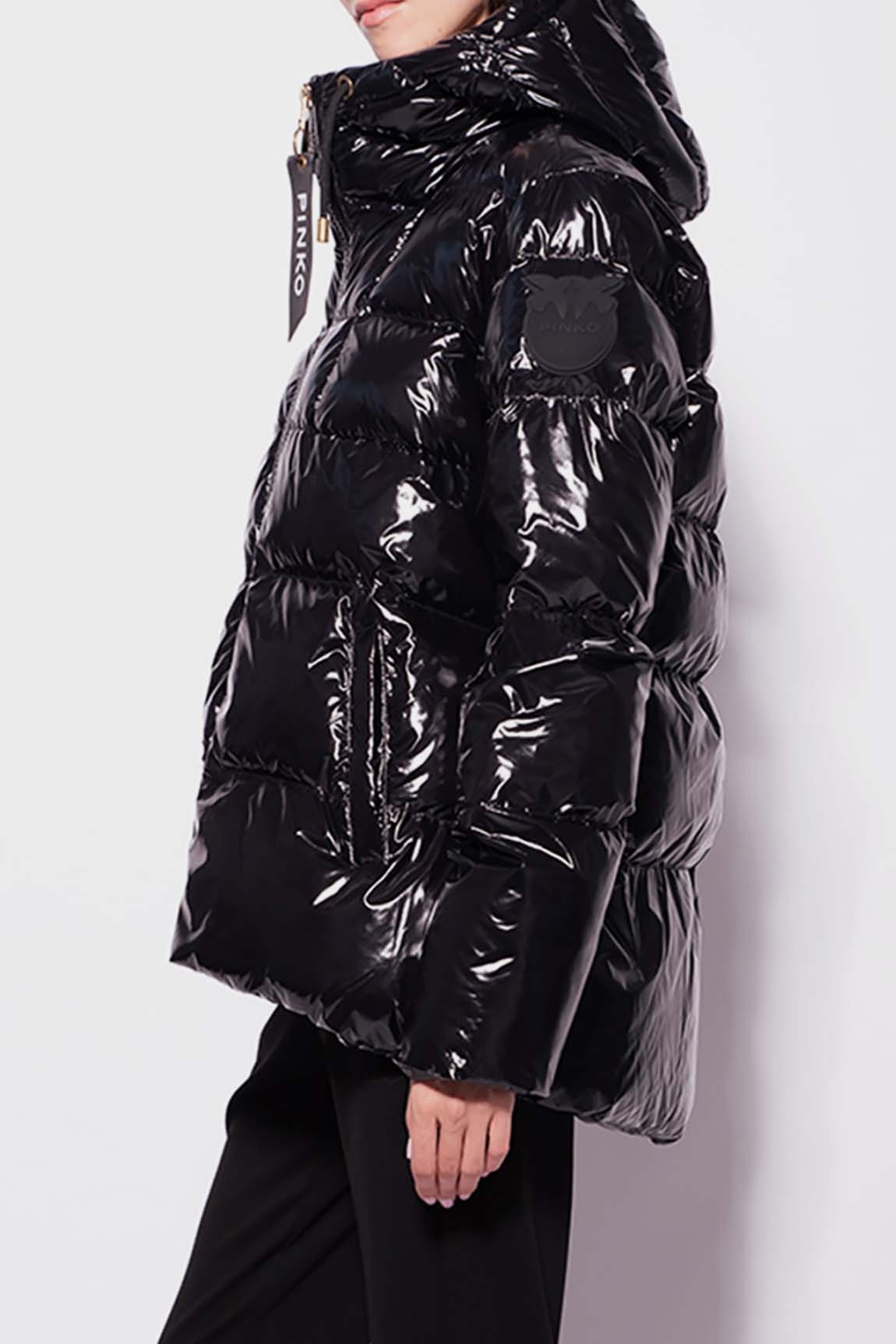  Pinko Padded Crystal Down Jacket Black Woman - 2