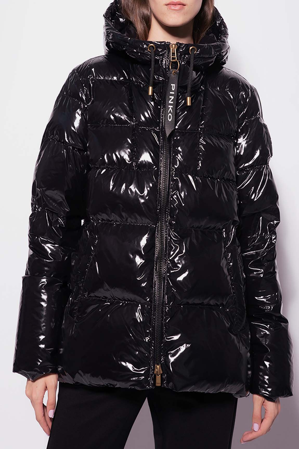  Pinko Padded Crystal Down Jacket Black Woman - 1