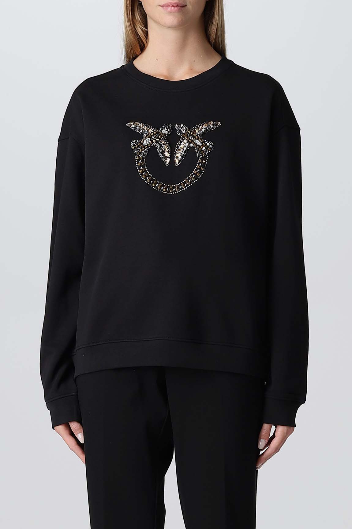  Pinko Love Birds Sweatshirt Black Woman - 1