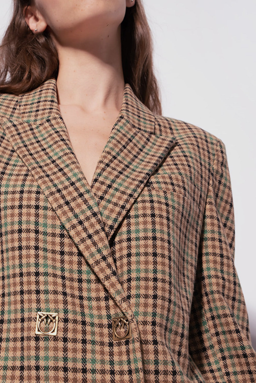  Pinko Blazer Quadretti Cammello/verde Woman - 3