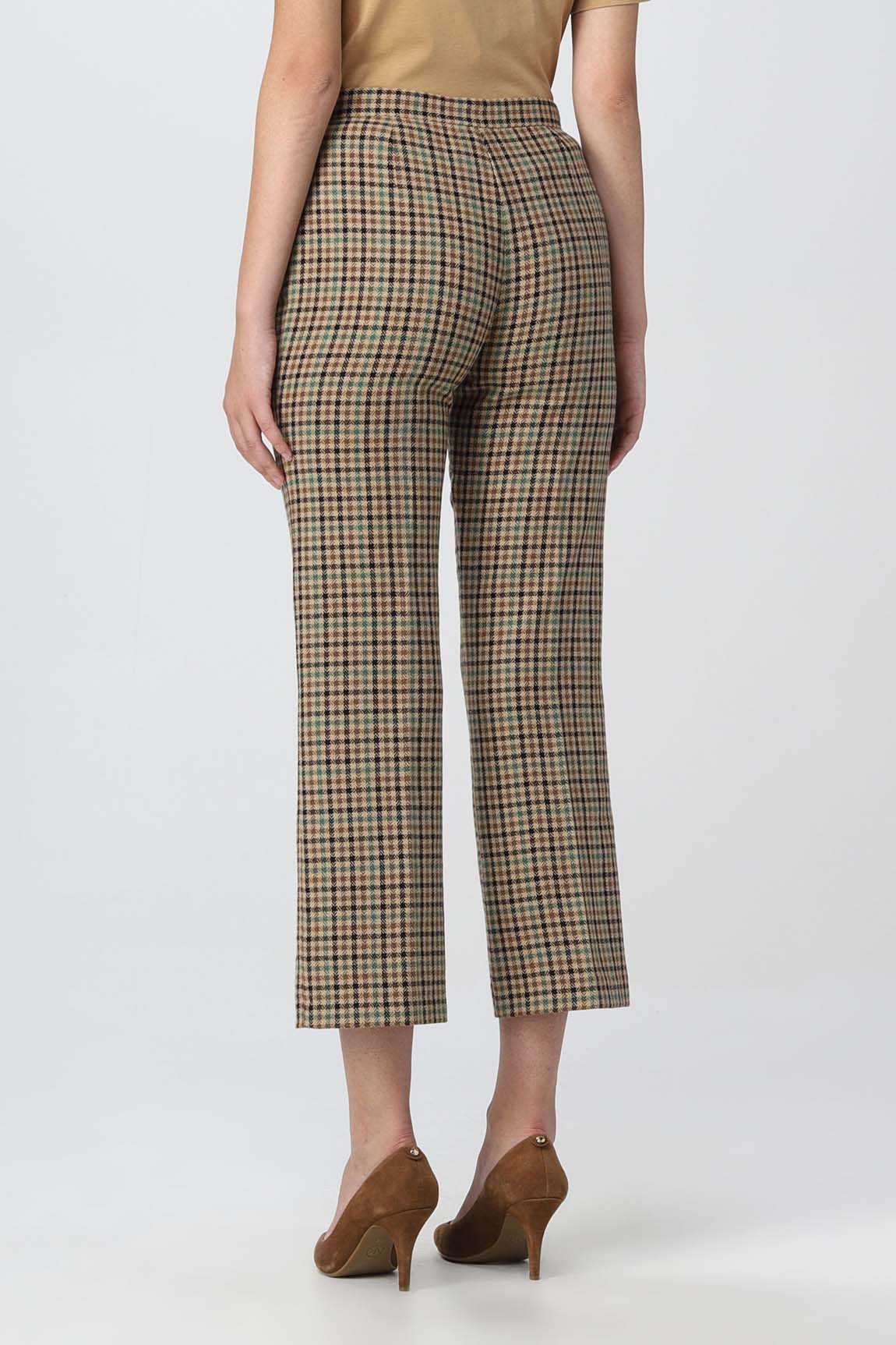  Pinko Pantaloni Cropped Cammello/verde Woman - 2