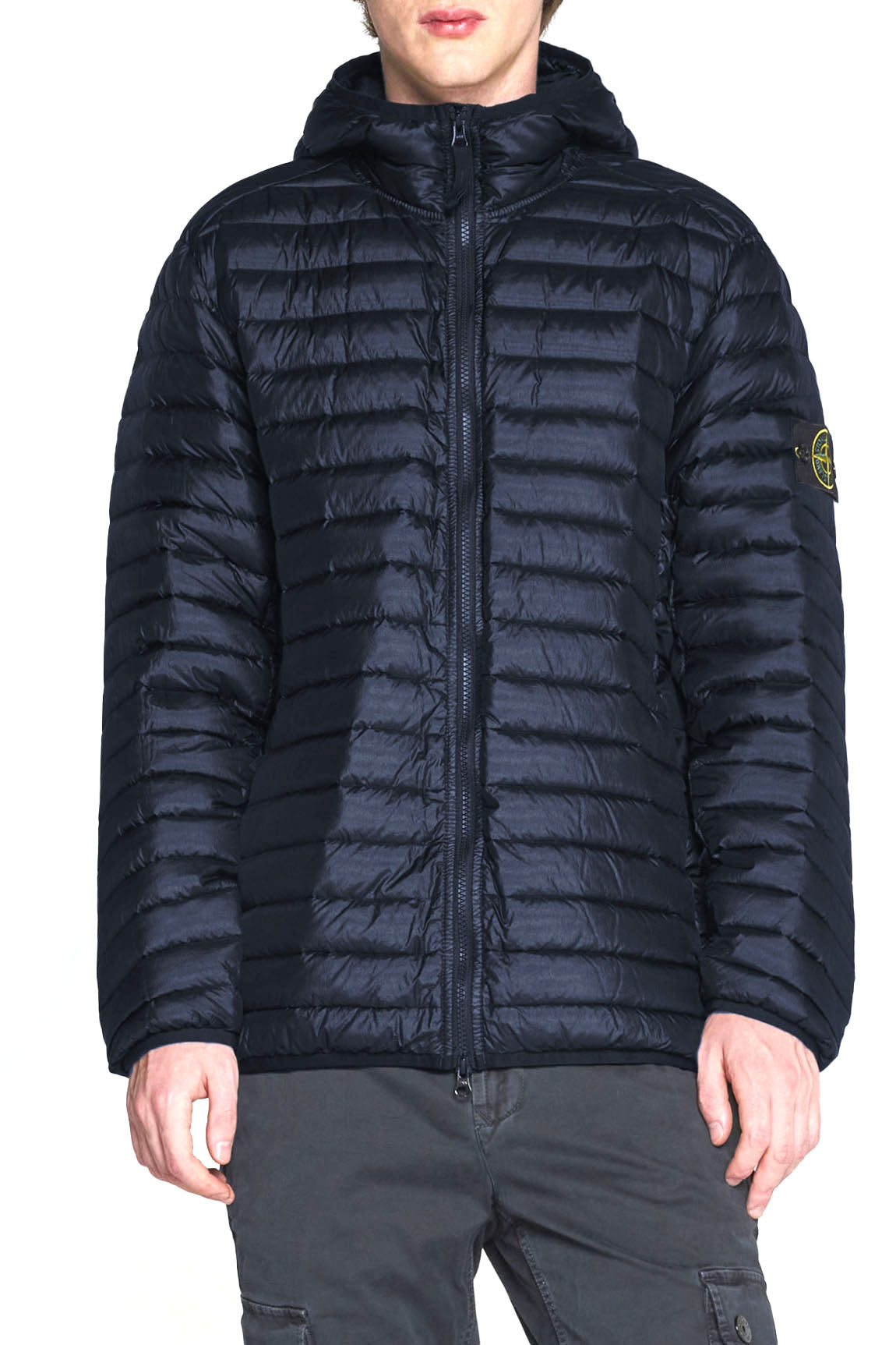  Stone Island Loom Woven Chambers Down Jacket Navy Uomo - 2