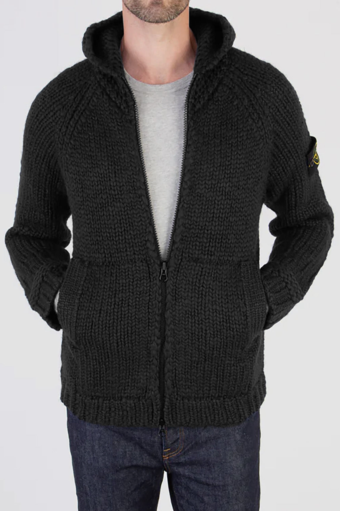  Stone Island Cardigan Con Cappuccio Black Uomo - 1