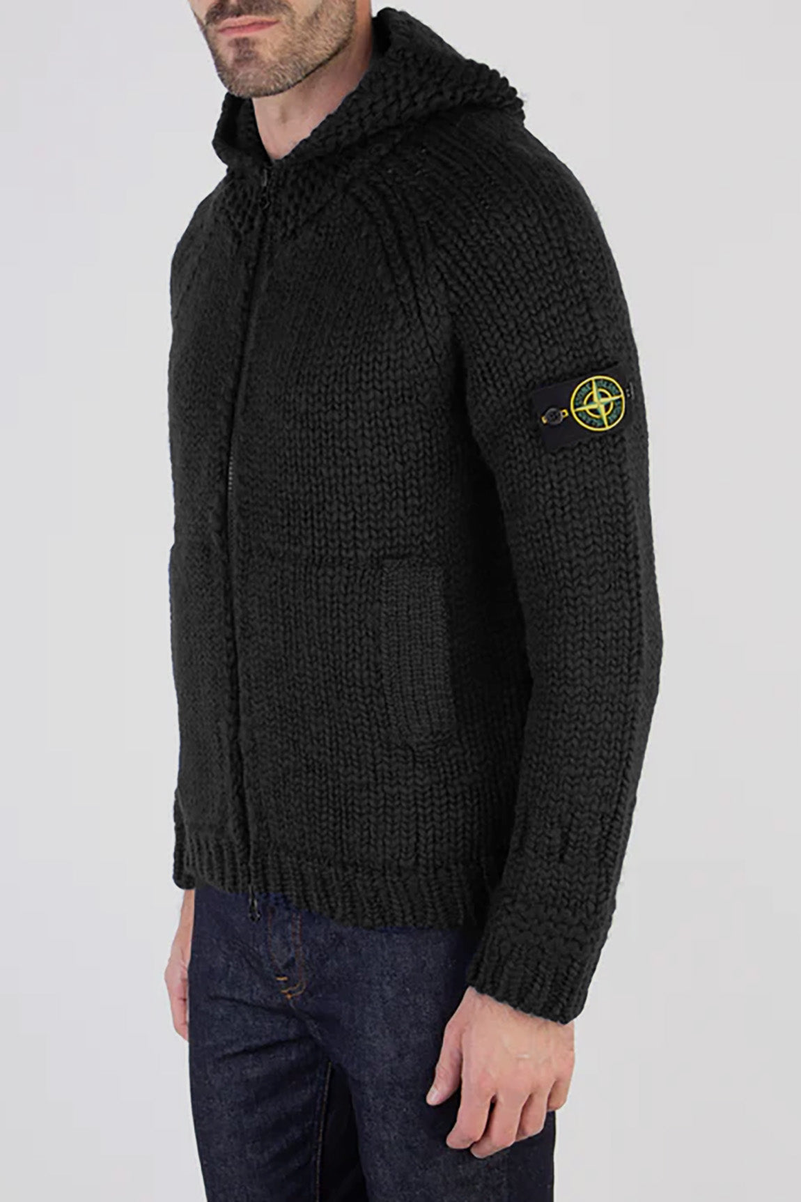  Stone Island Cardigan Con Cappuccio Black Uomo - 2