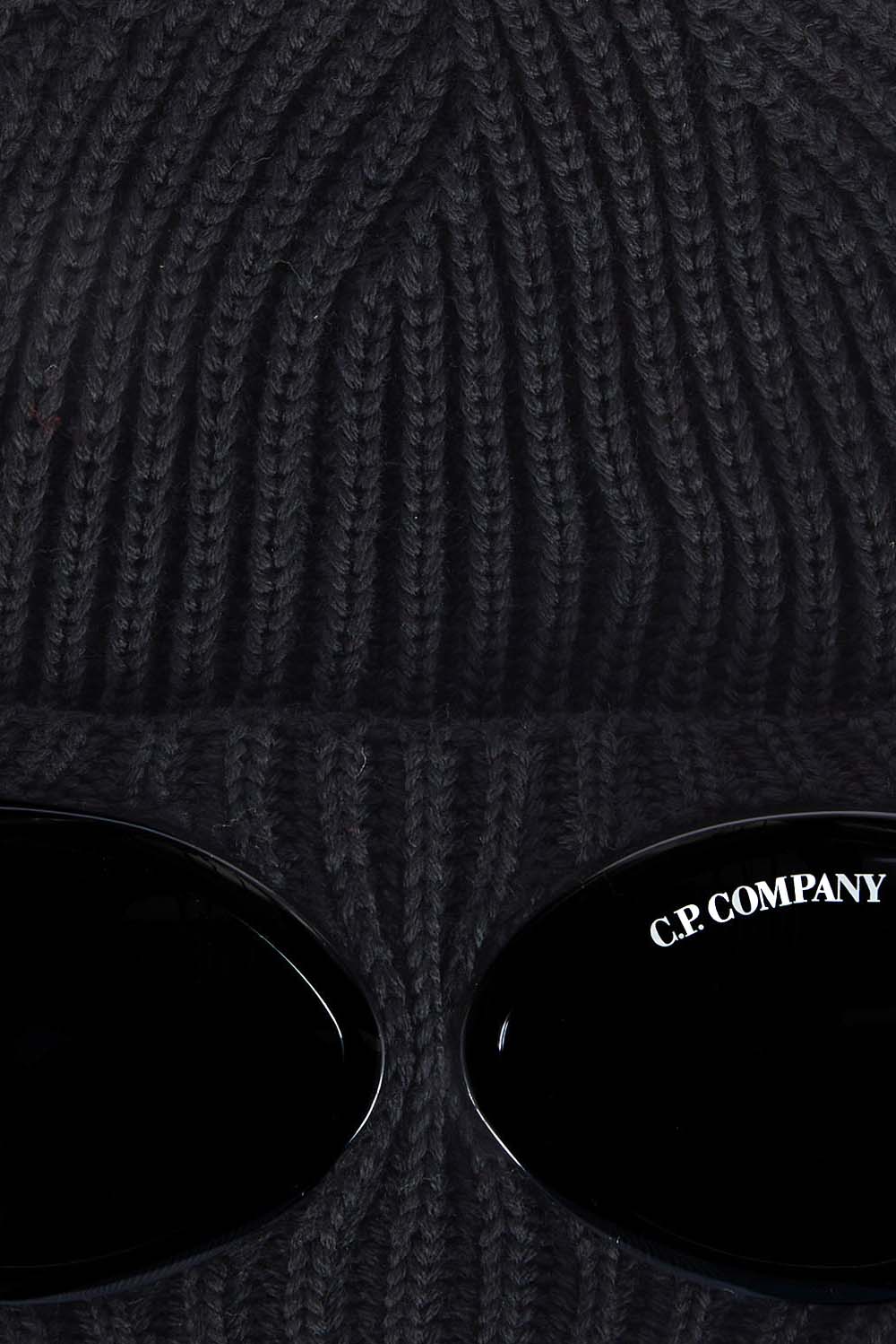  Cp Company Wool Goggle Beanie Black Uomo - 2