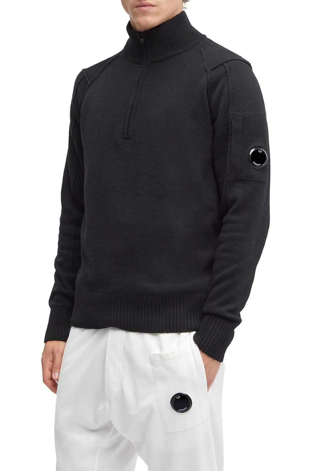  Cp Company Lambswool Quarter Zipped Knit Black Uomo - 2