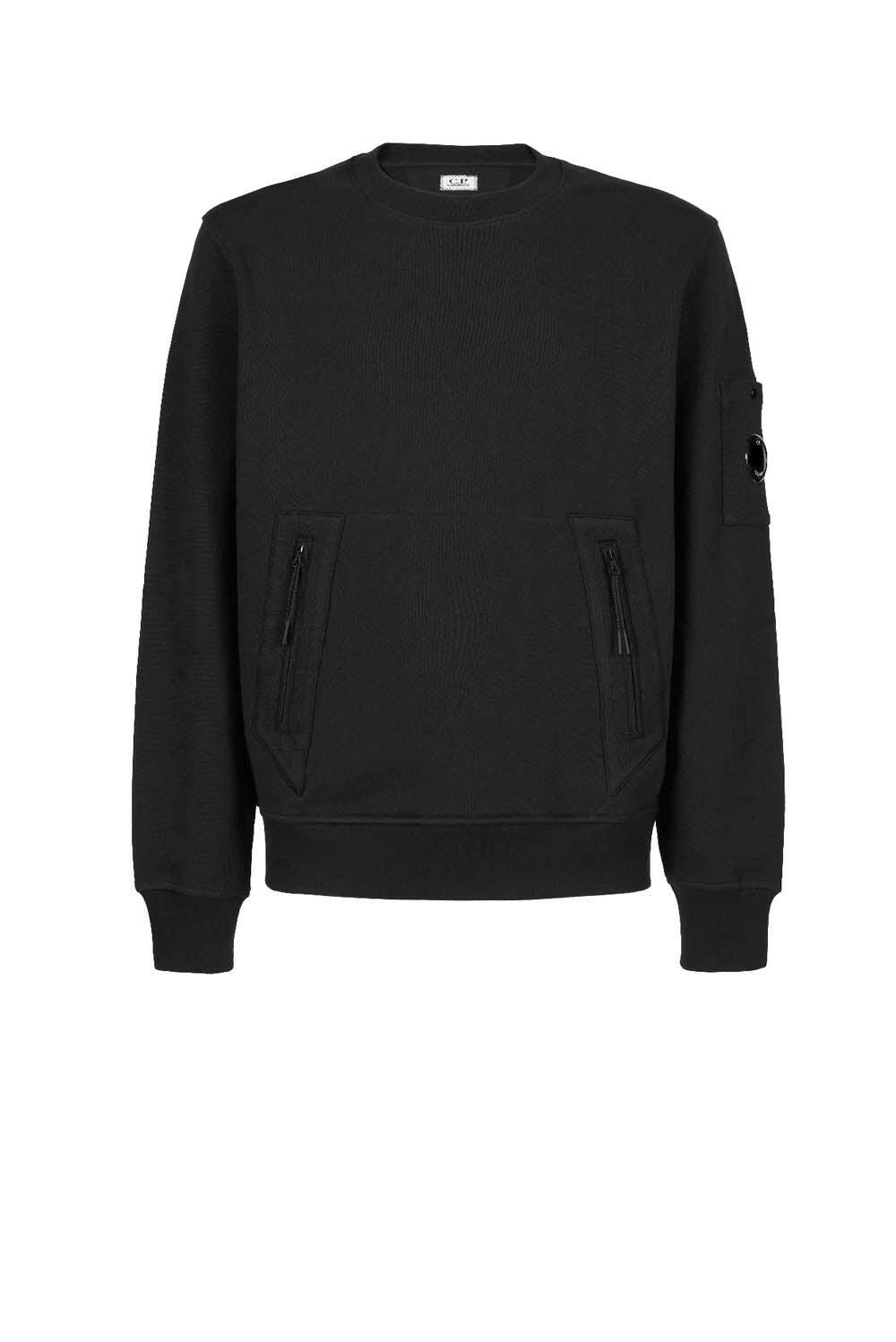  Cp Company Fleece Kangaroo Sweatshirt Black Uomo - 1