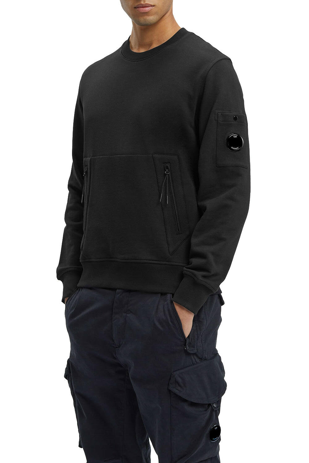  Cp Company Fleece Kangaroo Sweatshirt Black Uomo - 2