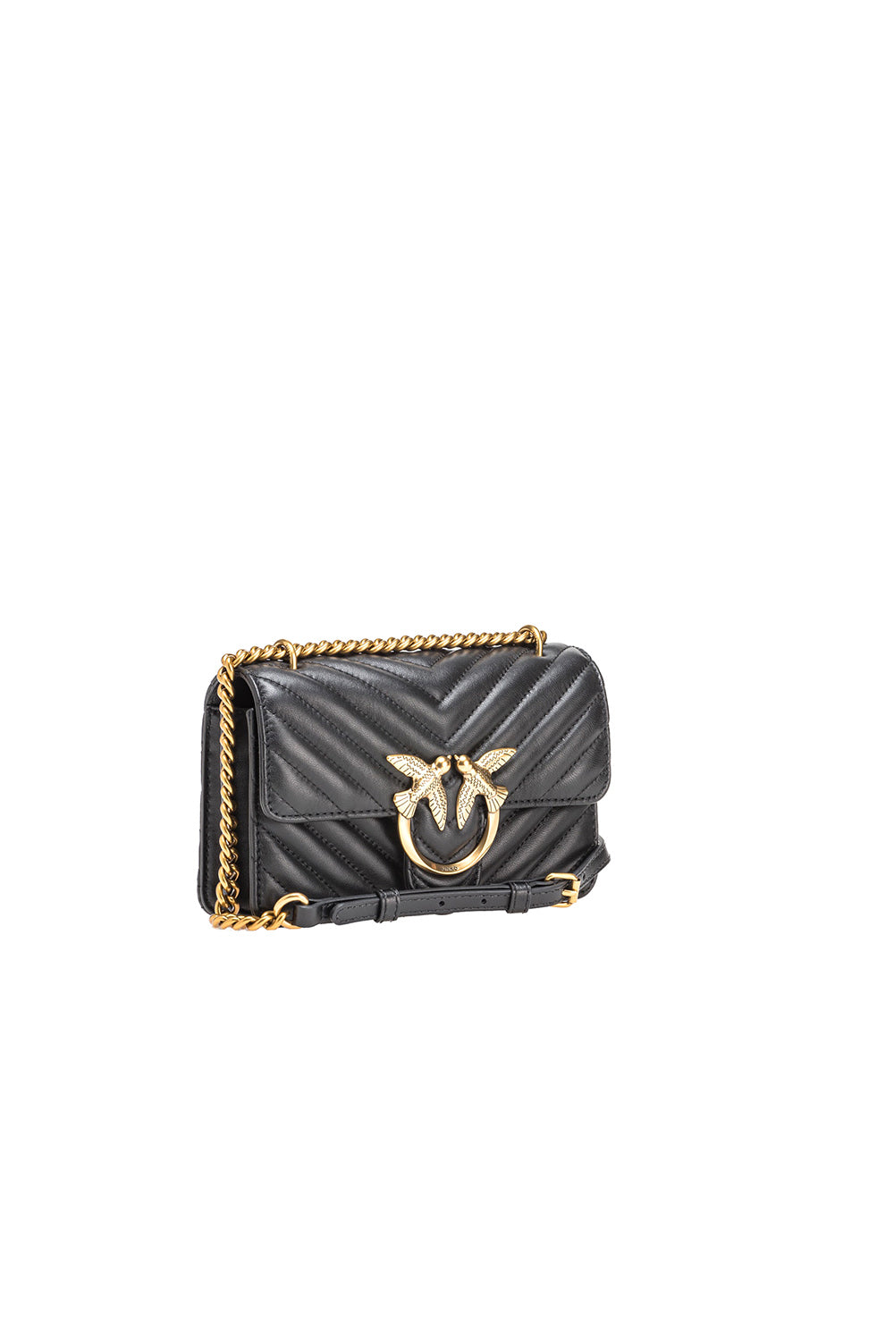  Pinko Love Bag Chevron Mini Nero Oro Woman - 2