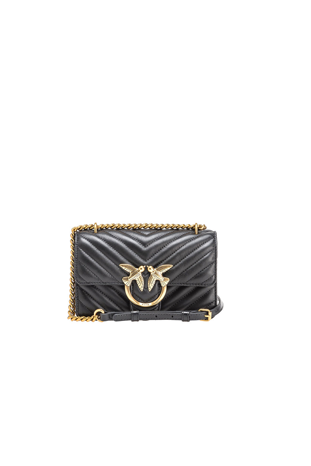  Pinko Love Bag Chevron Mini Nero Oro Woman - 1