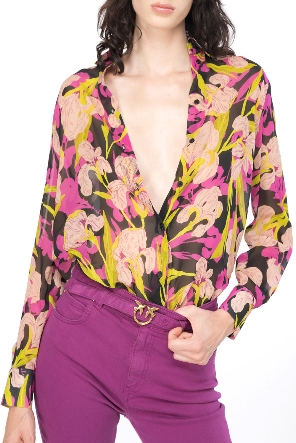  Pinko Camicia Iris Mult. Nero Fuxia Woman - 2