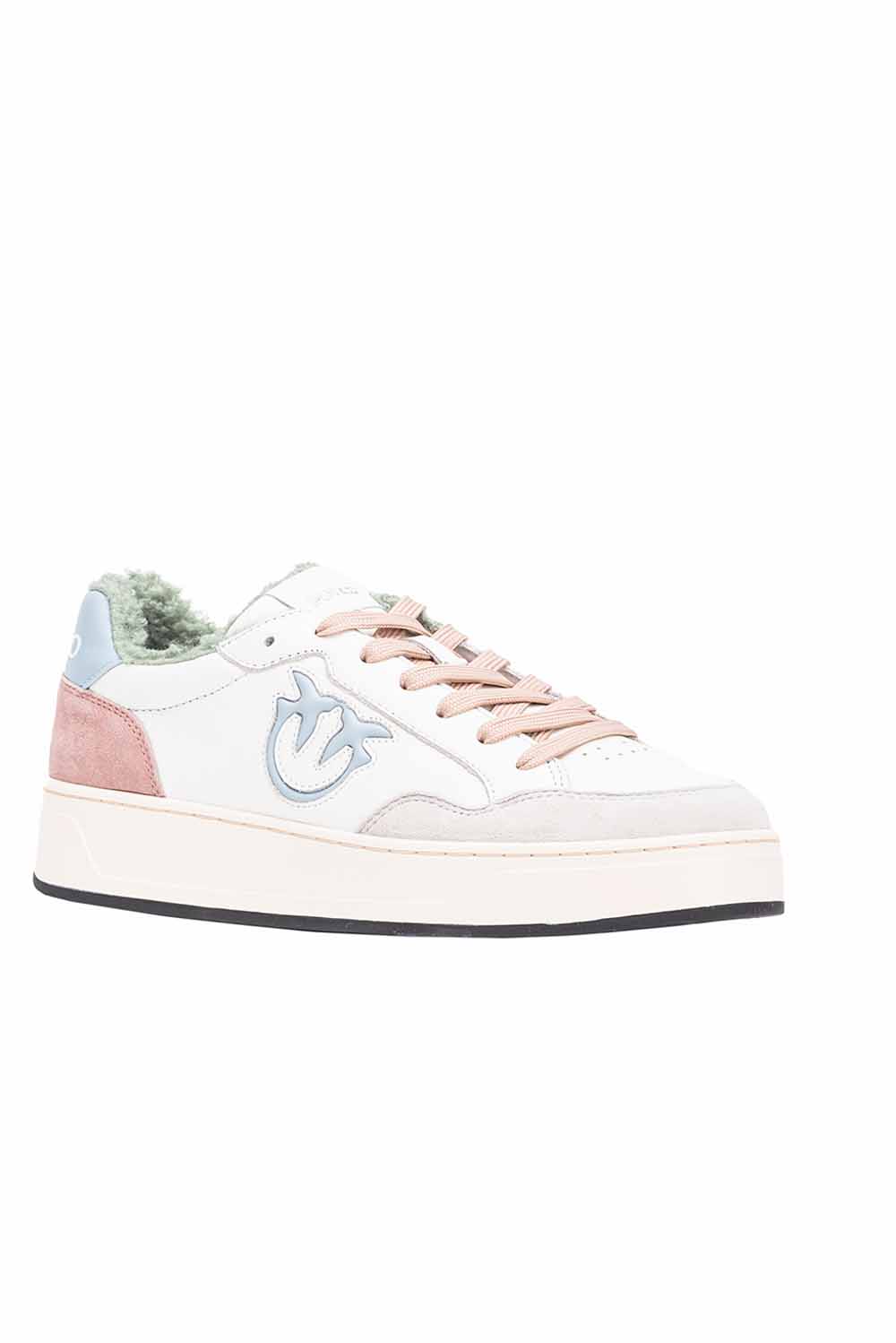  Pinko Basketball Sneakers Off White Beige Menta Woman - 2