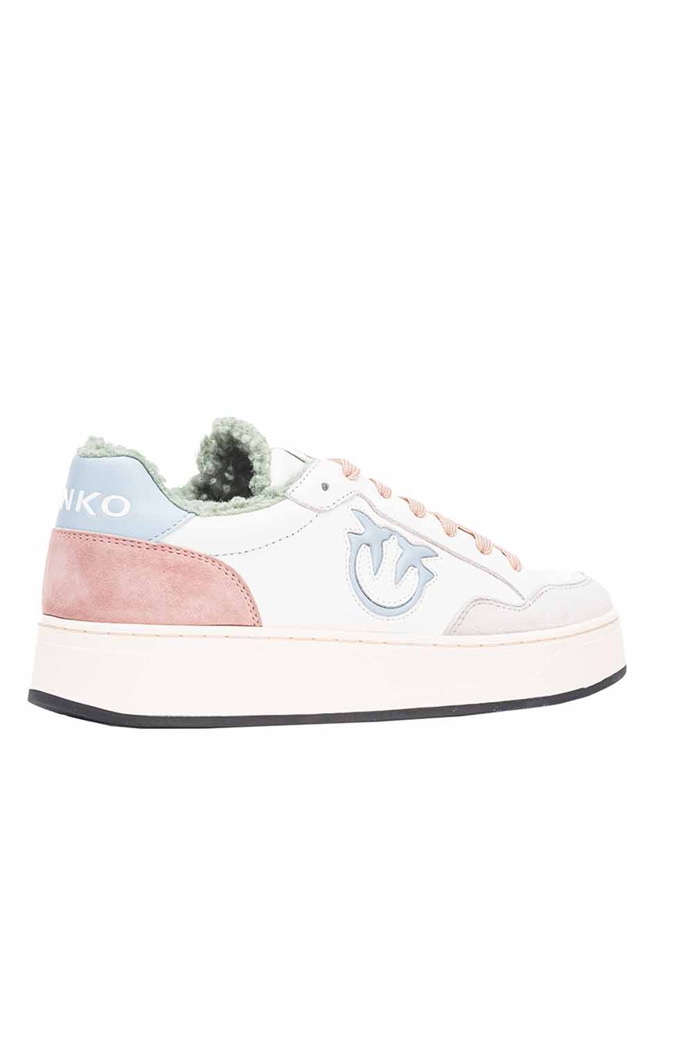  Pinko Sneakers Basket Off White Beige Menta Woman - 3