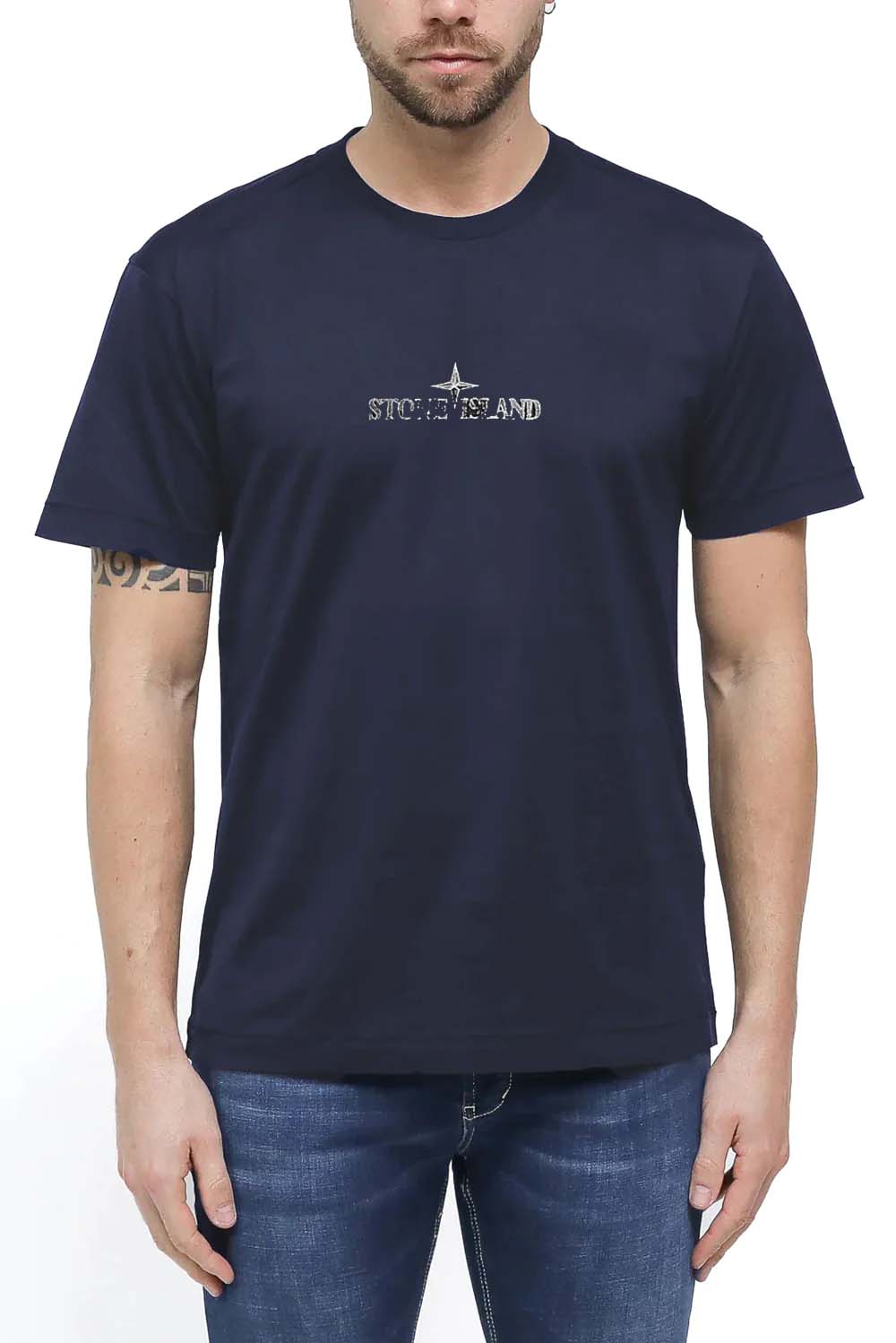  Stone Island T-shirt One Print Navy Uomo - 2