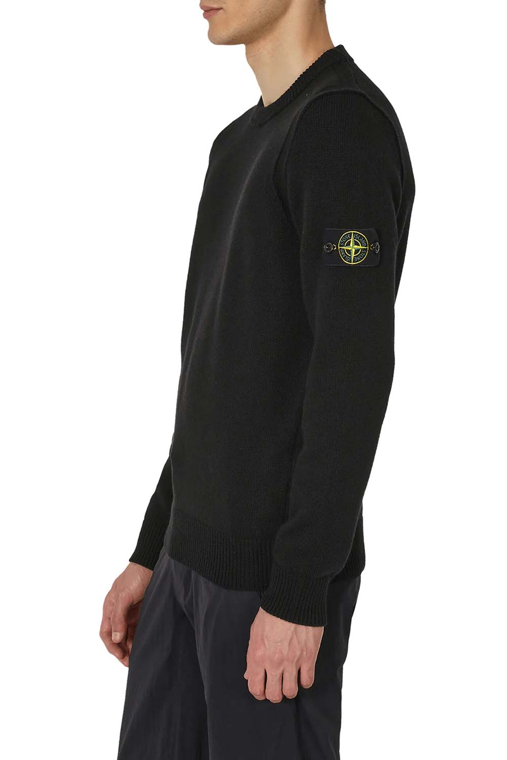  Stone Island Lambswool Crew Neck Black Uomo - 3