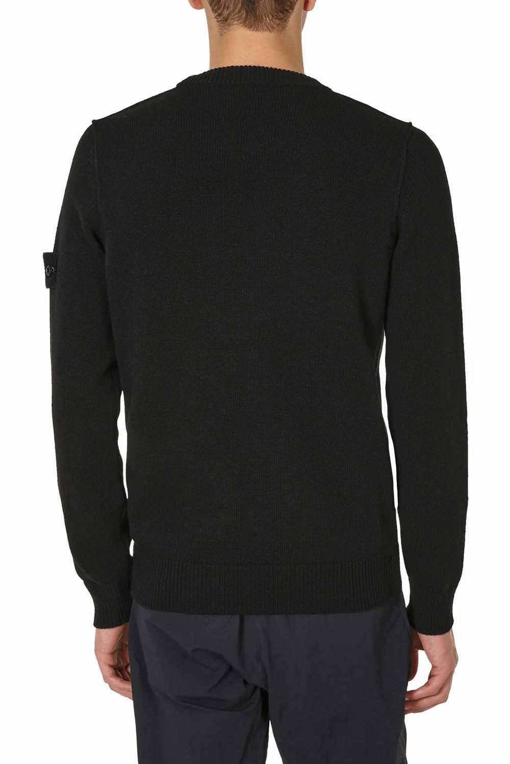  Stone Island Lambswool Crew Neck Black Uomo - 4