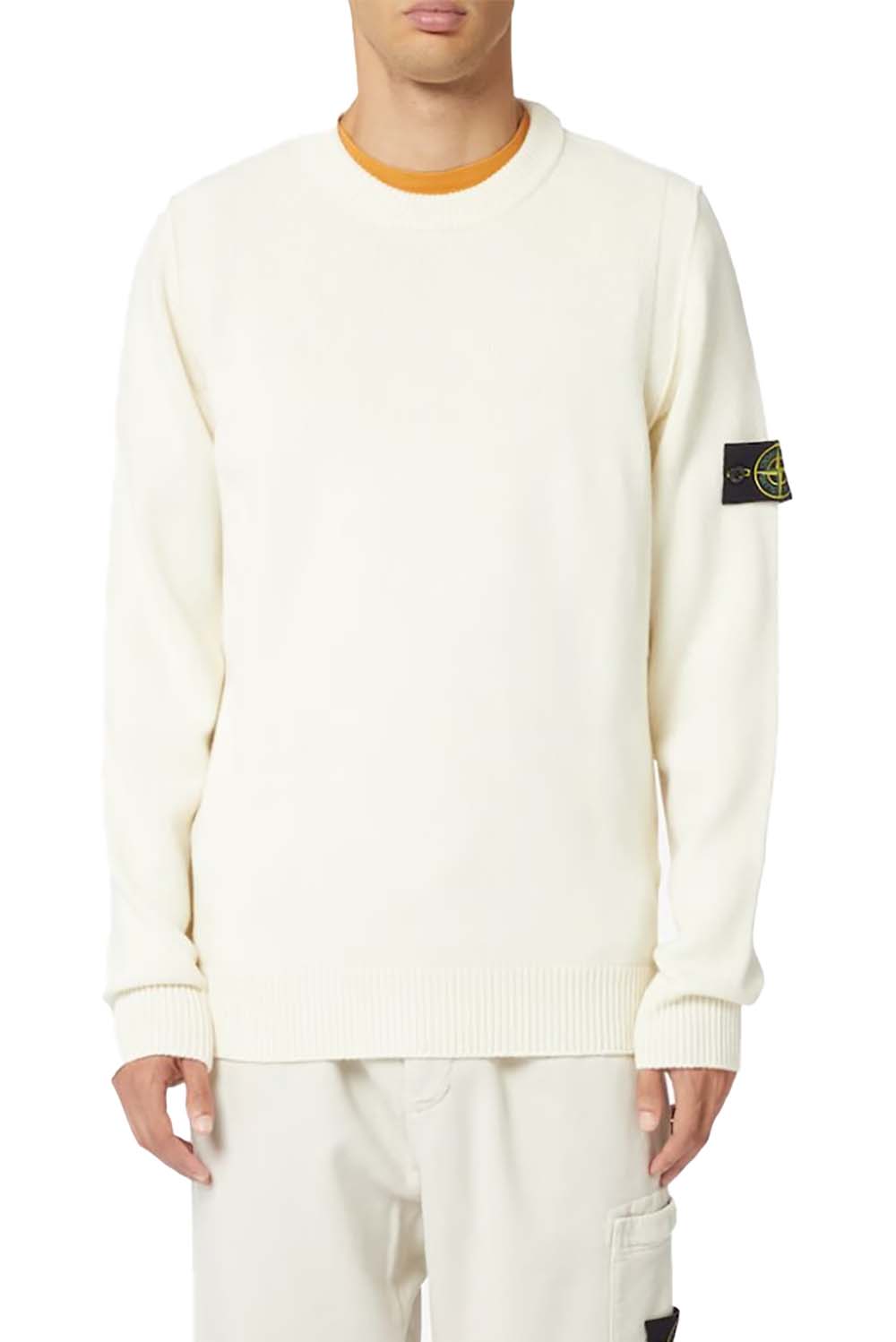  Stone Island Girocollo In Lambswool Panna Uomo - 2