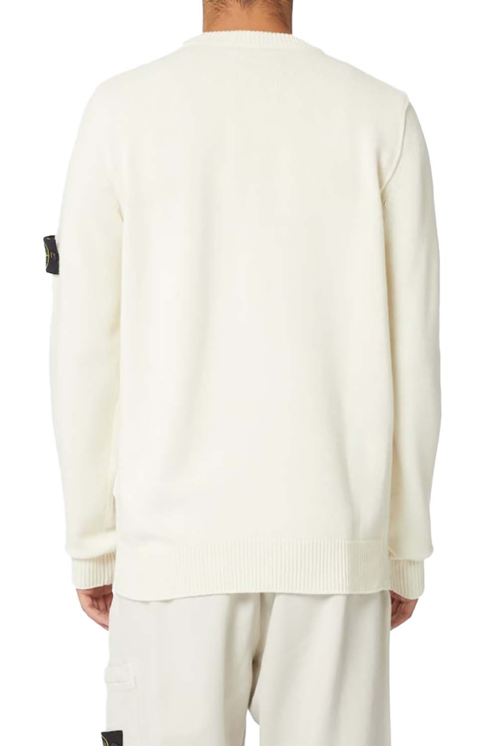  Stone Island Girocollo In Lambswool Panna Uomo - 3