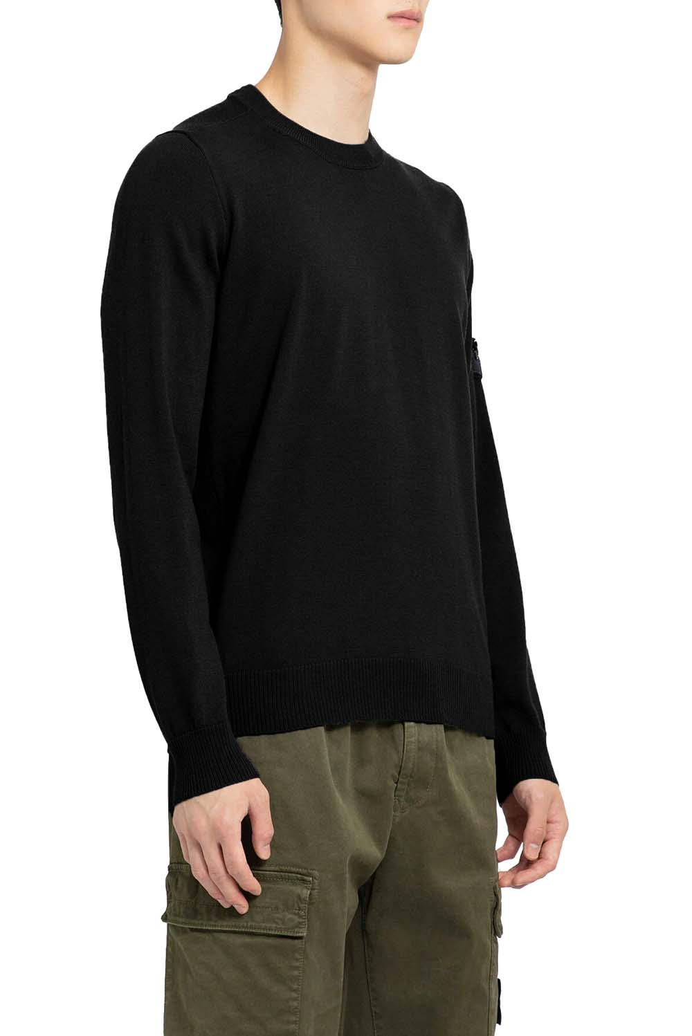  Stone Island Girocollo In Pura Lana Black Uomo - 3