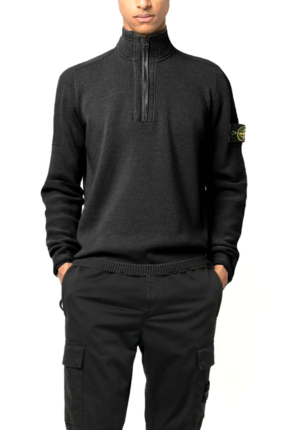  Stone Island Half Zip Shirt Black Uomo - 2