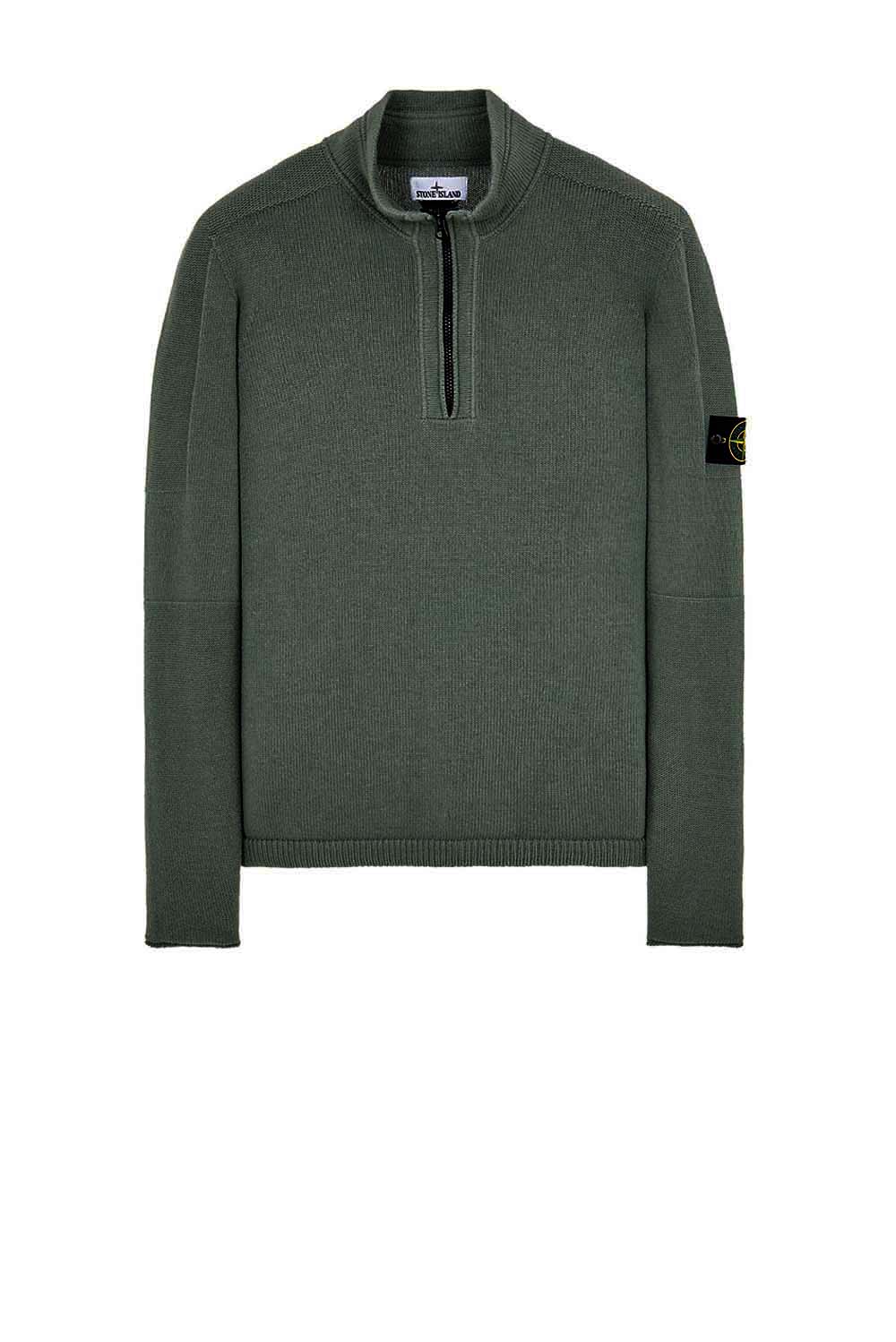  Stone Island Maglia Mezza Zip Verde Uomo - 1