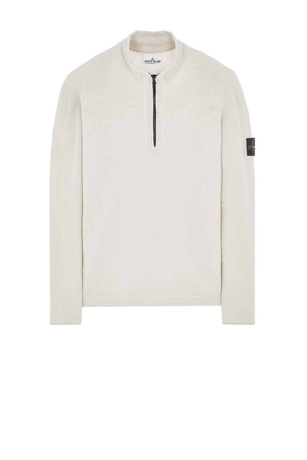  Stone Island Half Zip Shirt Panna Uomo - 1