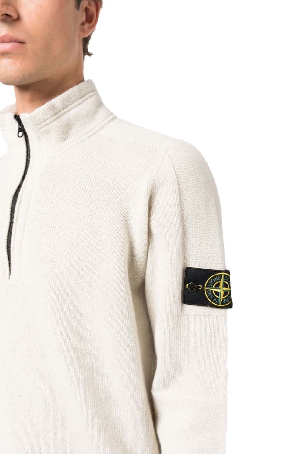  Stone Island Maglia Mezza Zip Panna Uomo - 3