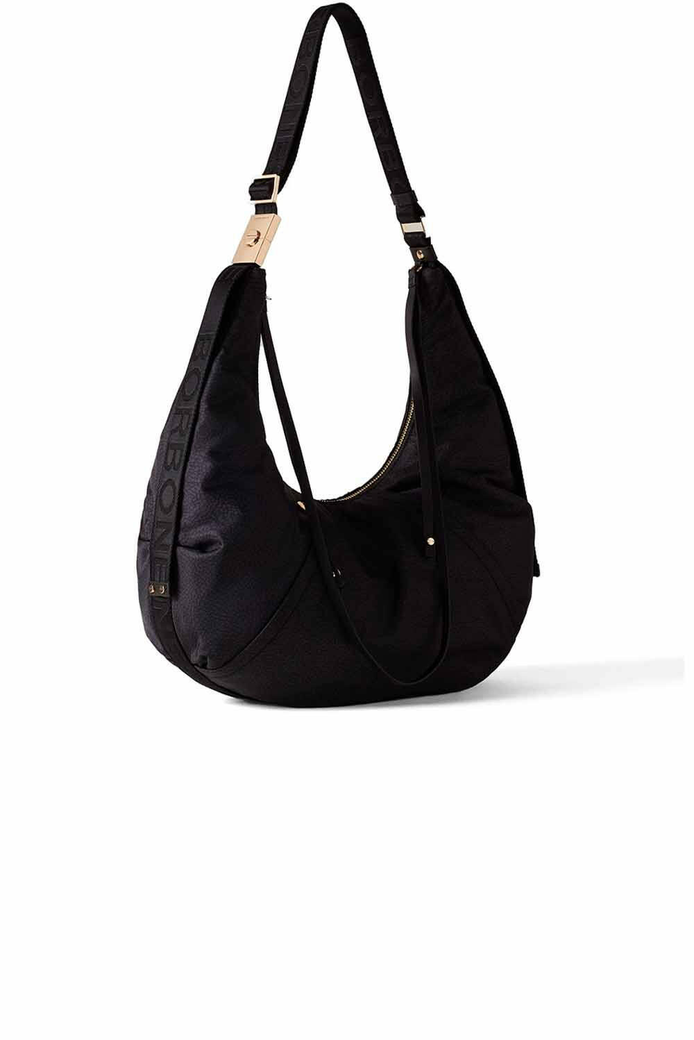  Borbonese Fold Hobo Medium Nero Woman - 2