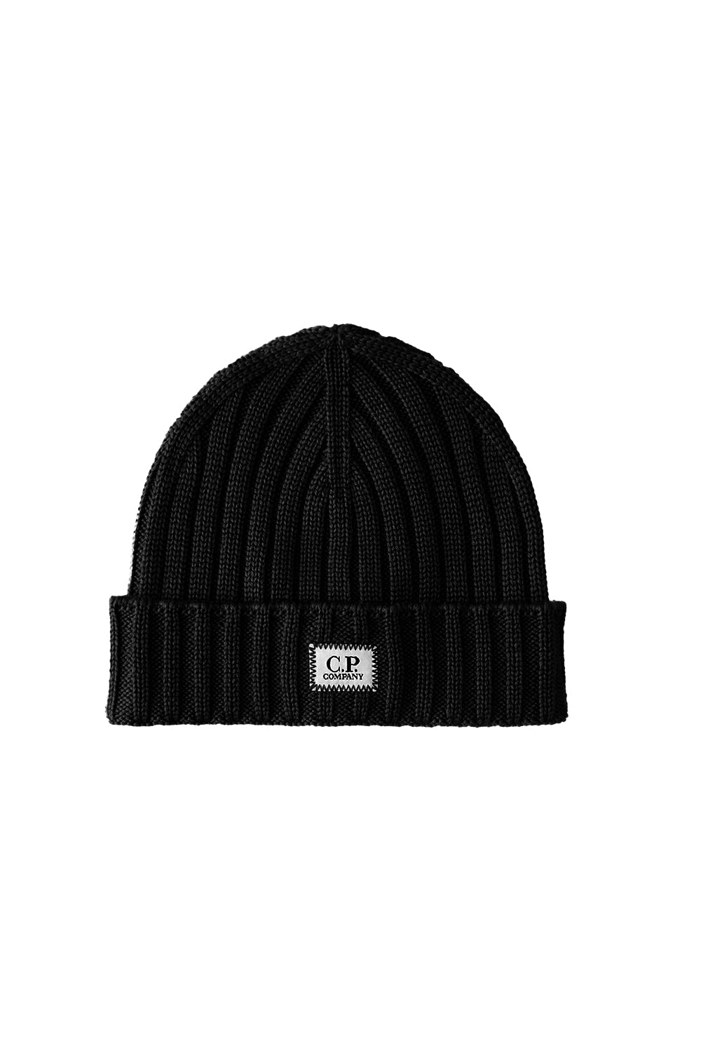  Cp Company Logo Beanie Black Uomo - 1