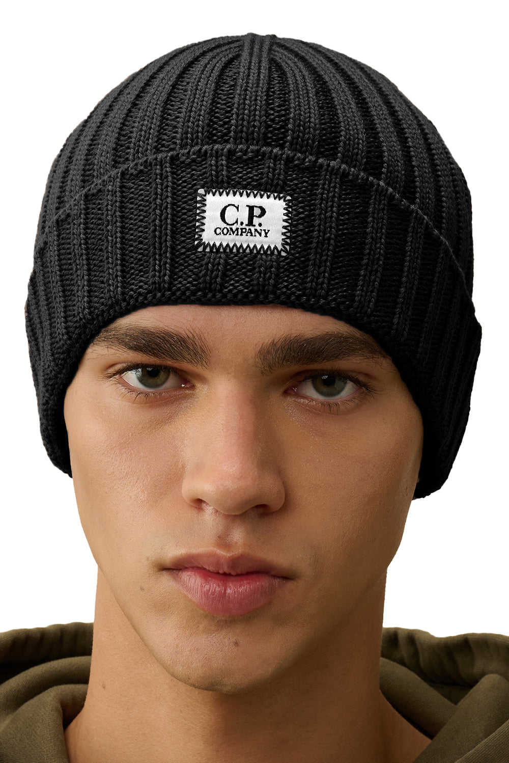  Cp Company Logo Beanie Black Uomo - 2