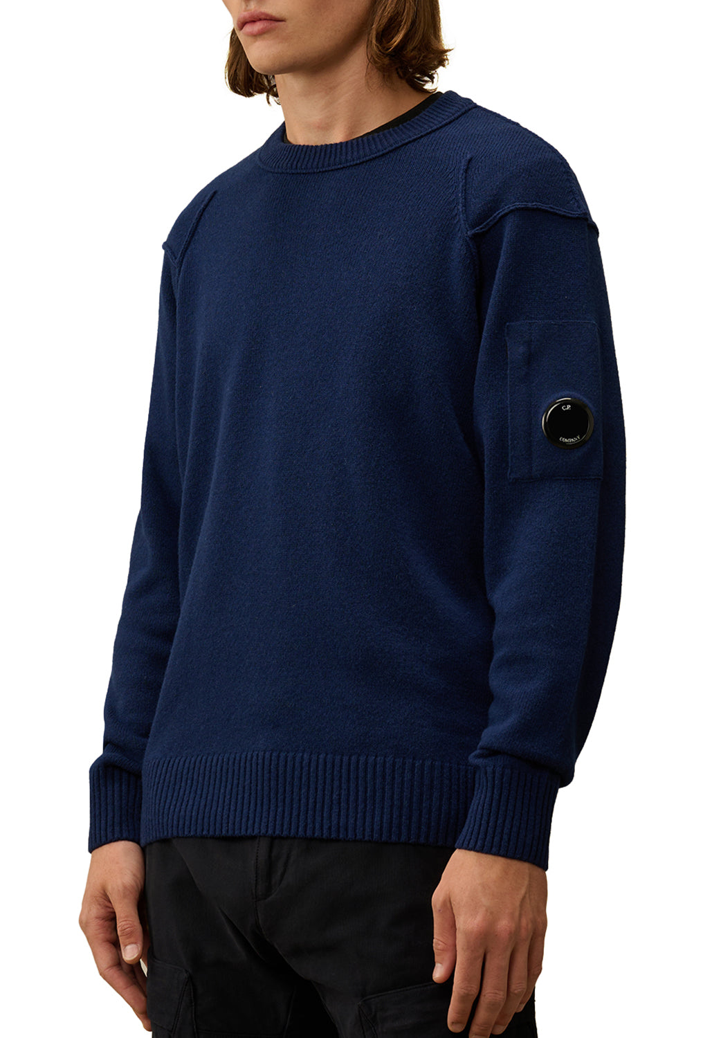  Cp Company Crew Neck Knit Estate Blue Uomo - 2