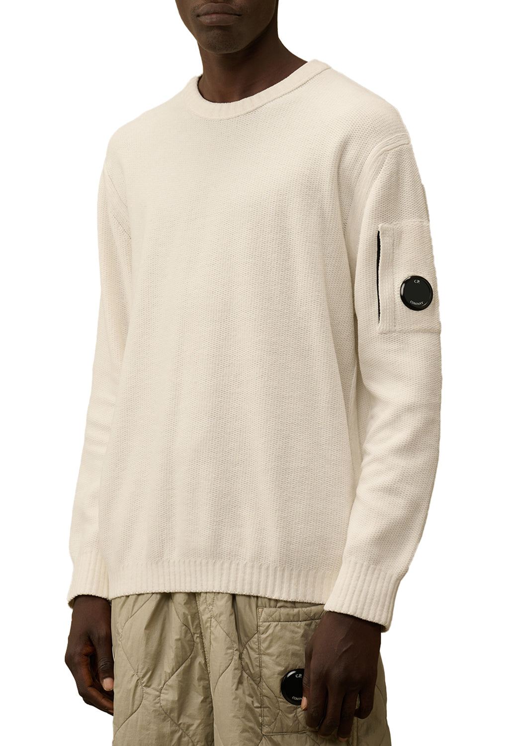  Cp Company Chenille Crewneck Knit Gauze White Uomo - 2