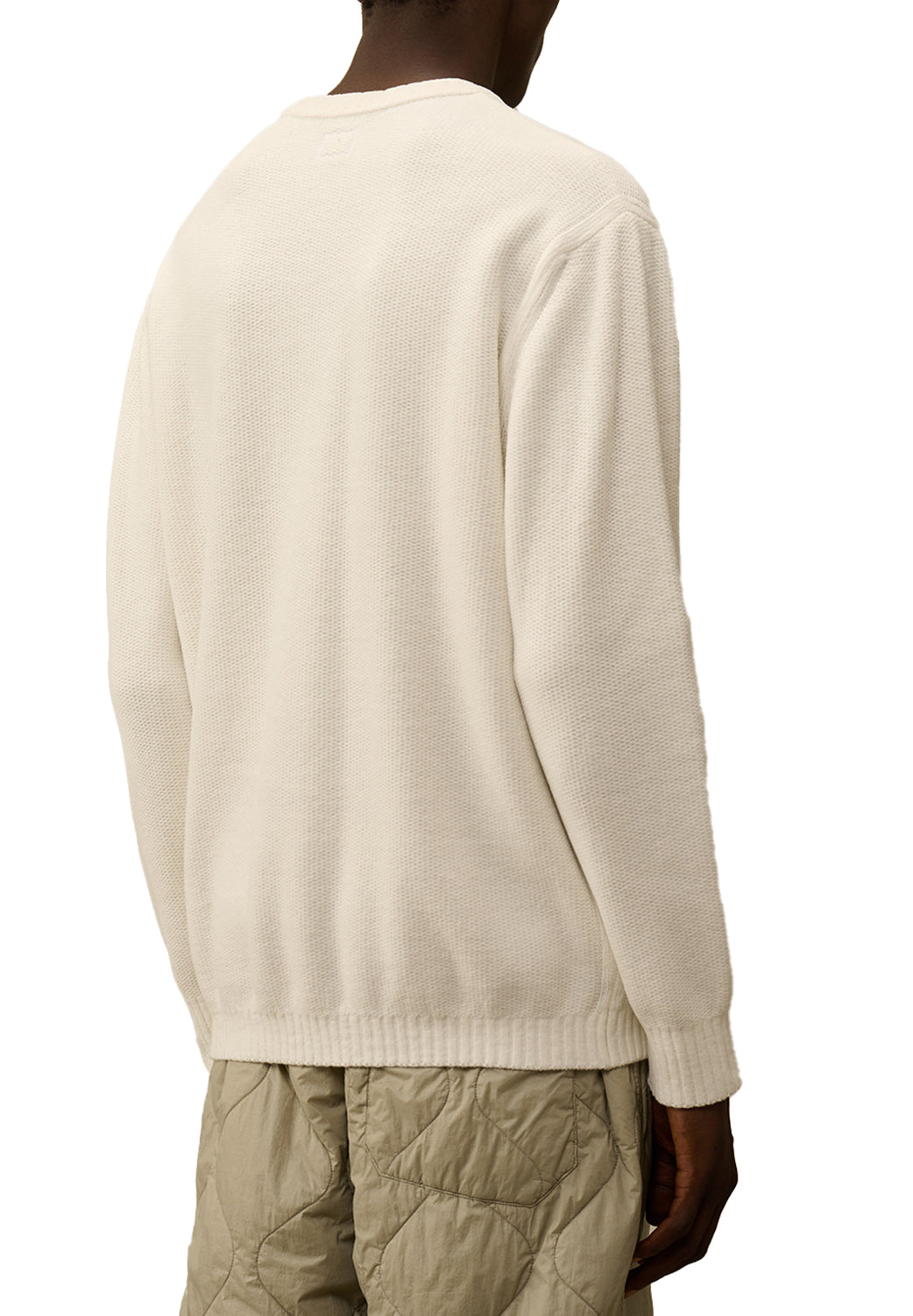  Cp Company Chenille Crewneck Knit Gauze White Uomo - 3