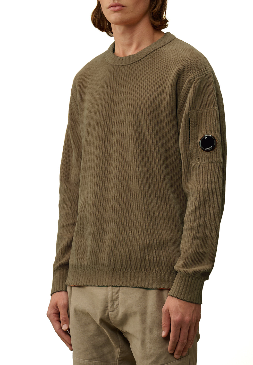  Cp Company Chenille Crewneck Knit Walnut Uomo - 2