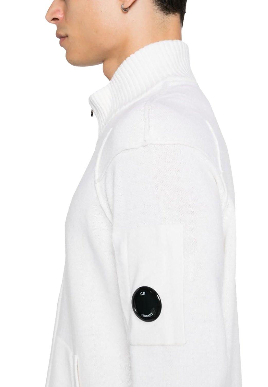  Cp Company Zipped Cardigan Gauze White Uomo - 4