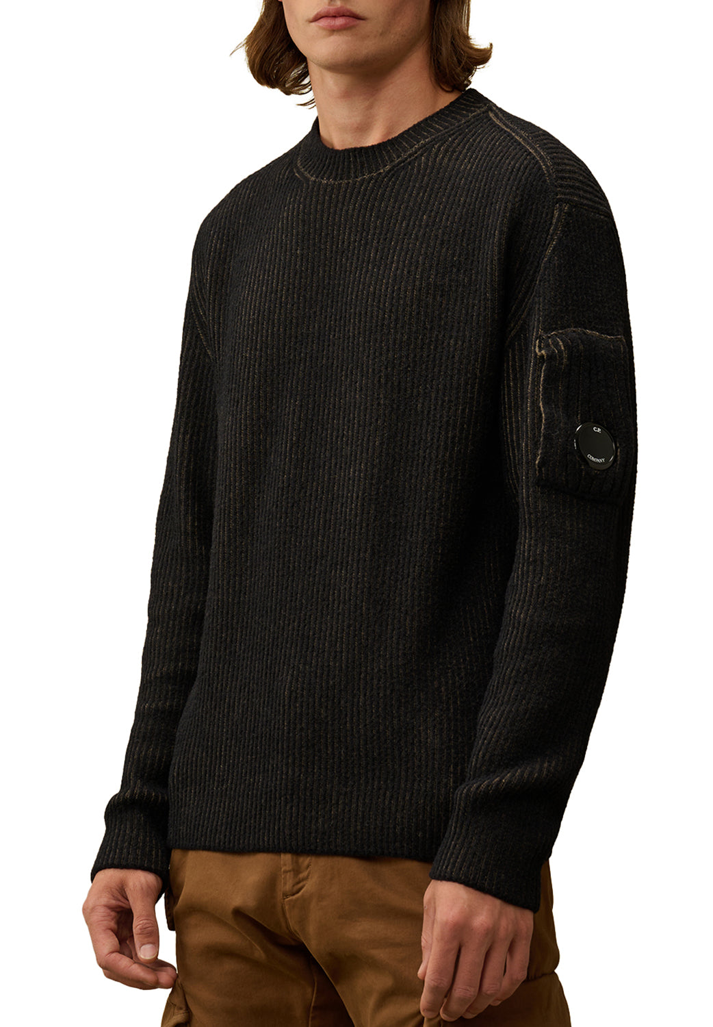  Cp Company Crewneck Vanisé Knit Walnut Uomo - 2