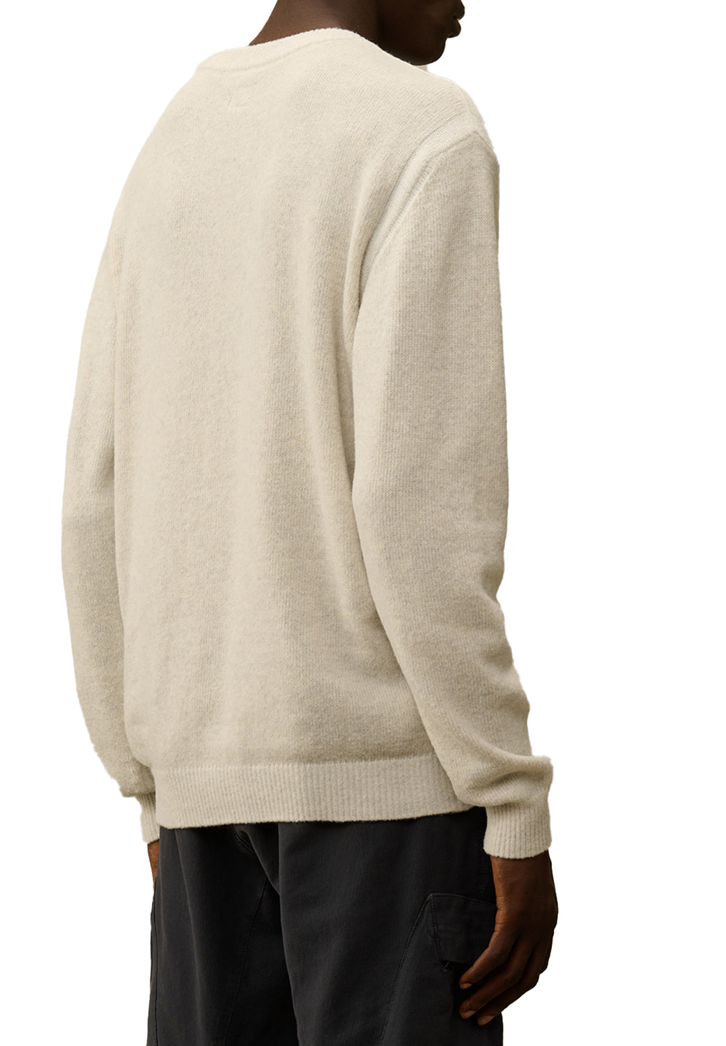  Cp Company Crewneck Vanisé Lens Knit White Melange Uomo - 3