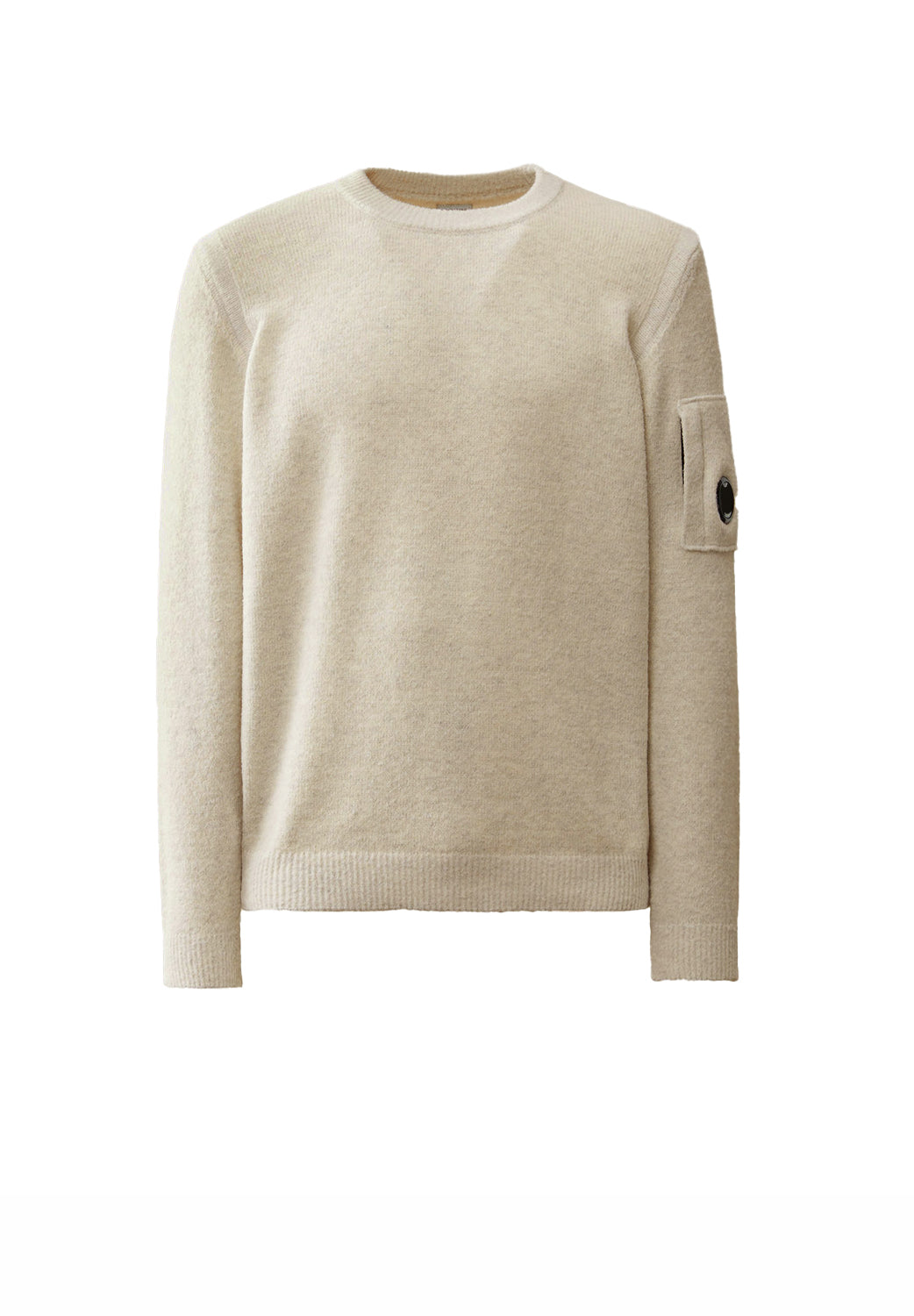  Cp Company Crewneck Vanisé Lens Knit White Melange Uomo - 1