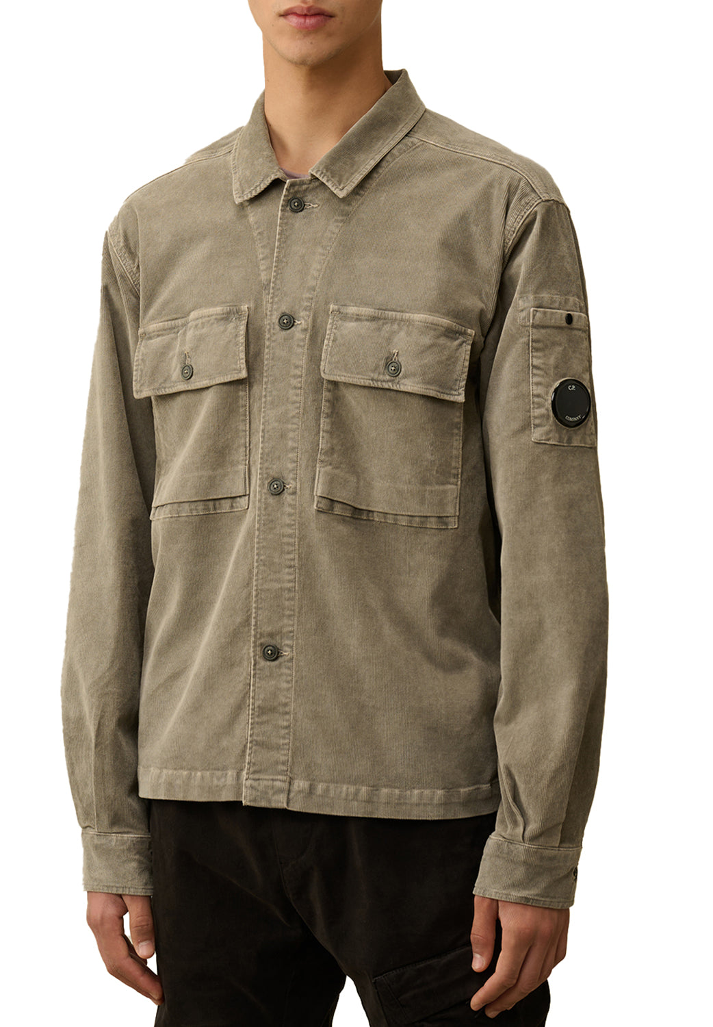  Cp Company Corduroy Overshirt Walnut Uomo - 2