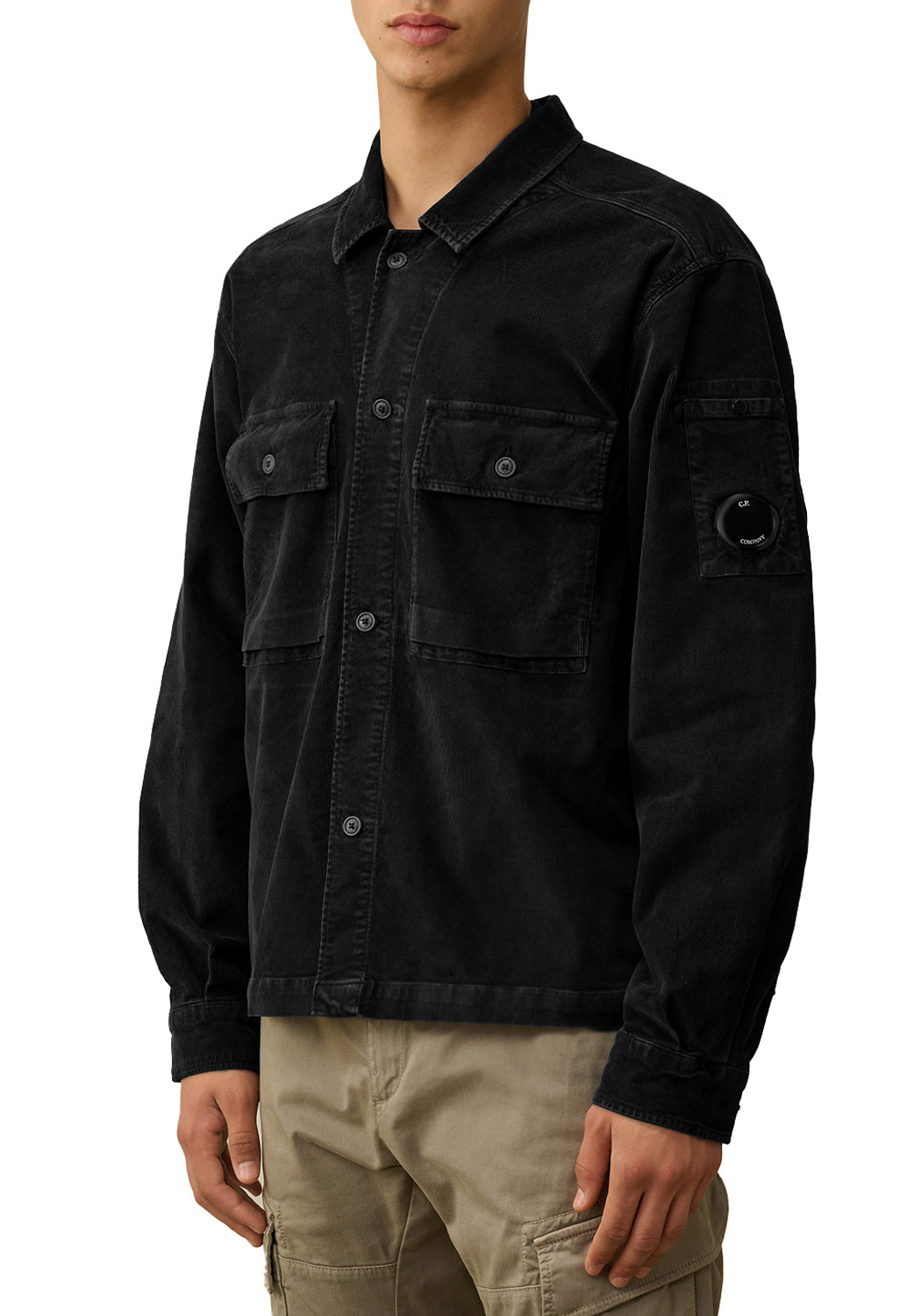  Cp Company Corduroy Overshirt Black Uomo - 2