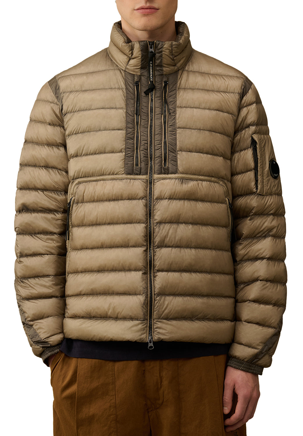  Cp Company Zip Down Jacket Vintage Khaki Uomo - 2